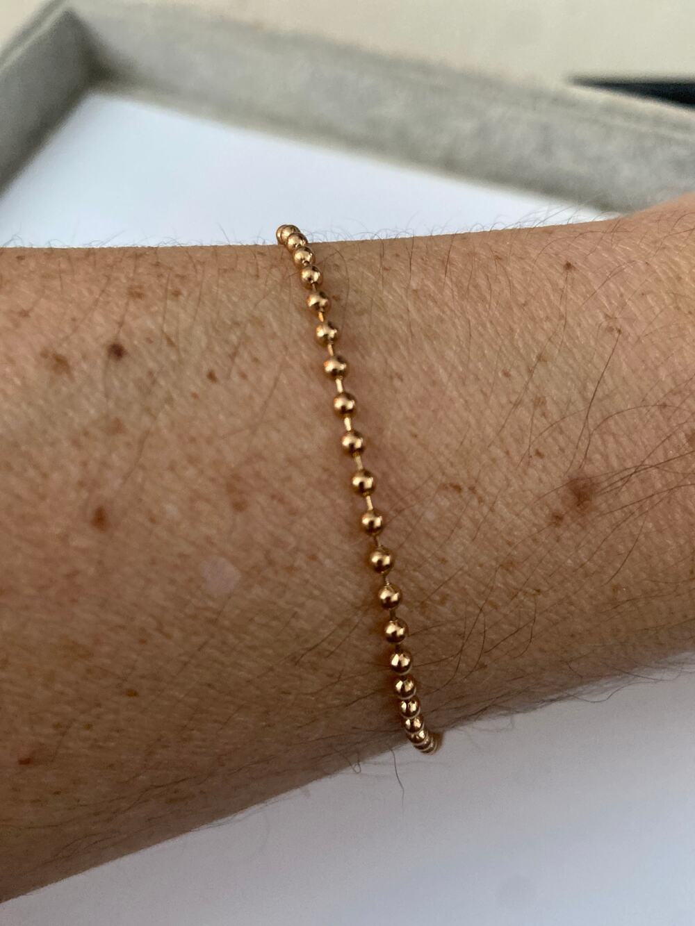 Ball chain bracelet, light rose gold tone